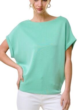 Women’s Mint Green Short Sleeve Boatneck Top